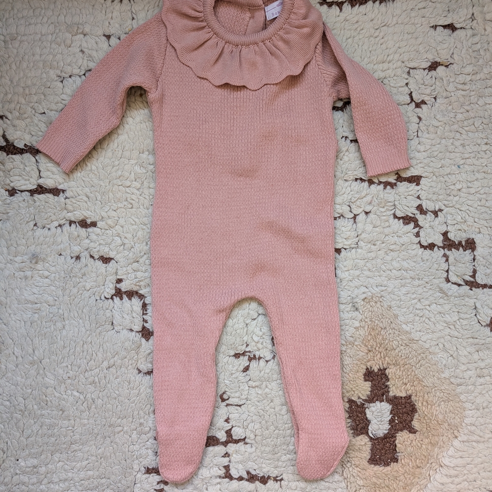 Bon Knit Charming Pink Ruffled Kids Footie
